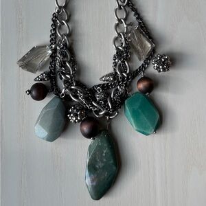 Kenneth Cole silver statement necklace with stones